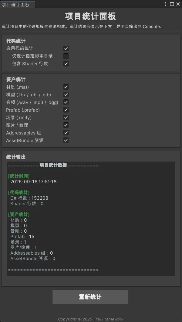 项目统计面板